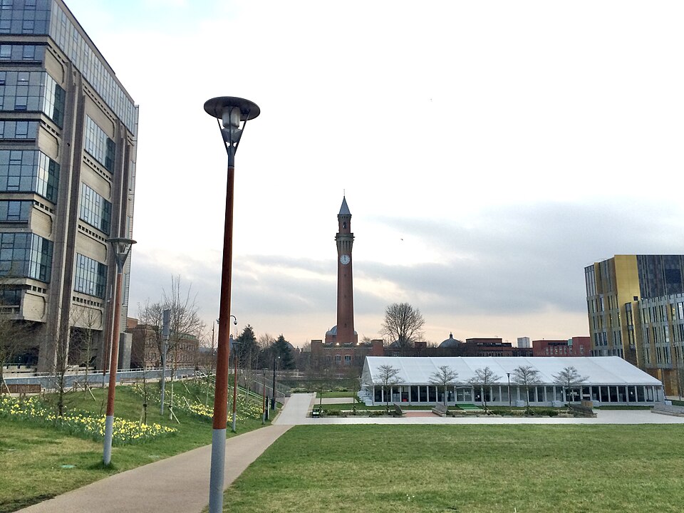 The University of Birmingham campus seen from the north.