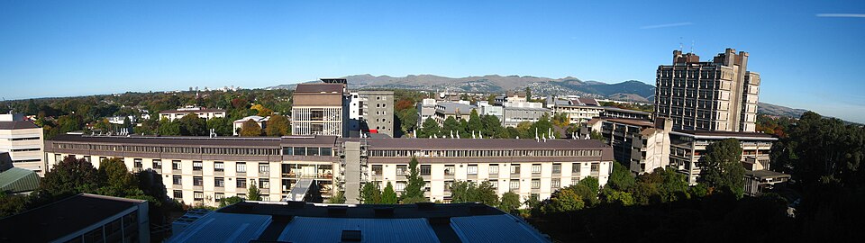 The Ilam campus seen from the Rutherford Building.