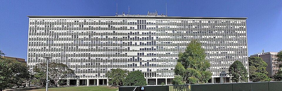 A panoramic view of the Robert Menzies Building at Clayton.